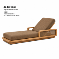Chaise longue de luxe en teck pour l'extérieur, résistante aux intempéries, pour patio, piscine, villa, jardin, meubles de détente