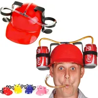Casco de Cerveza Personalizado con Forma de Lata de Cerveza Vaquera, con Doble Pajita, para Fiestas, con Función de Consumo de Bebidas sin Manos para Juegos de Cerveza y Refrescos