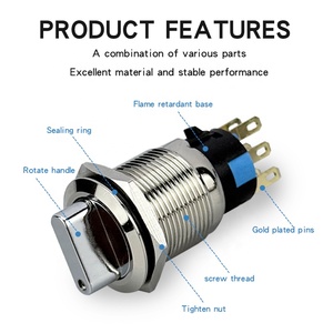 Interruttore Rotativo Autobloccante <span class=keywords><strong>Jinxing</strong></span> 22mm in Acciaio Inox IP66 2 Posizioni 1NO 1NC - Product Image 6