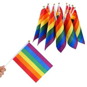 Drapeau de la fierté gay Aroace aromantique et asexuel en polyester 14*21cm, drapeaux à main avec bâton en plastique, publicité promotionnelle - Product Image 4