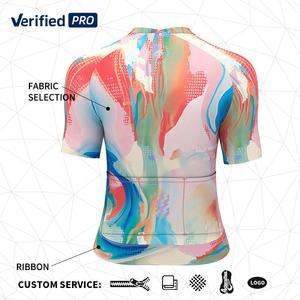 신상품 통기성 4방향 스트레치 열전사 프린트 경량 플러스 사이즈 심리스 반팔 방풍 로드 바이크 - Product Image 2