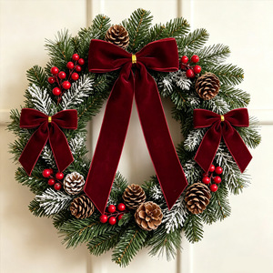 Laços de Fita de Veludo Borgonha Direto da Fábrica, Laços de 2,5cm para Presentes e Decoração de Casa, Enfeites para Árvore de Natal - Product Image 3