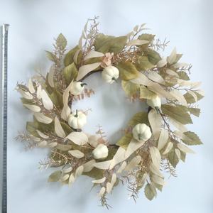 2024秋の装飾のための正面玄関吊り人工芝と葉の収穫花輪のための人工花輪 - Product Image 2