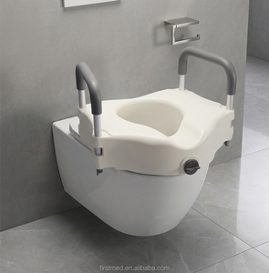 Aluminum <strong>Raised</strong> <strong>Toilet</strong> <strong>Seat</strong> <strong>with</strong> Adjustable Armrest and 11cm Height Riser for Elderly Disabled Pregnant (White) - Product Image 1