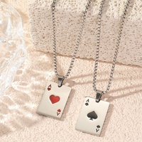 Collier en diamant en forme de cœur de pique pour homme et femme, pendentif en diamant sportif pour couple, chaîne de pull plaquée cuivre sous vide, accessoires