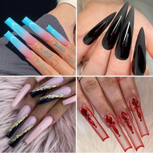240 <span class=keywords><strong>Uñas</strong></span> Postizas XXL Extra Largas, Forma de Ataúd, Ovaladas, Almendradas, Cuadradas Francesas, Naturales, Transparentes, de ABS, para Salón, Sin Curva C, Puntas para Decoración de <span class=keywords><strong>Uñas</strong></span> - Product Image 4