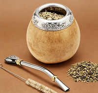 Ensemble de gourdes à maté faites à la main en calebasse naturelle, avec filtre pour le maté