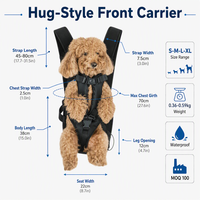Sac de transport frontal pour petits chiens et chats, sac de poitrine style étreinte, imperméable et réglable, 5 tailles, 7 couleurs, OEM personnalisé
