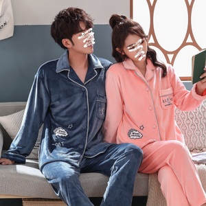 Flanella Addensare Biancheria Da Notte Autunno Inverno Nuova Coppia di Sonno Set di Corallo del panno morbido 2PCS Pigiama Tuta Degli Uomini Homewear <span class=keywords><strong>Caldo</strong></span> Della Biancheria Intima - Product Image 3