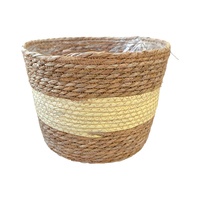 Paniers et housses pour plantes en osier et paille tressée, faits main, exclusifs transfrontaliers, pour rangement de jardinage, style pastoral