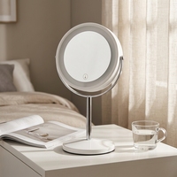 Miroir de bureau portable avec lumières, variateur de luminosité tactile, miroir de maquillage professionnel avec support rotatif à 360°