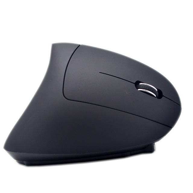 Ergonomic Silent 2.4GHz USB Optical 3D Right-handed Vertical Wireless Mouse Black 150g 1600 DPI Rechargeable for Laptop Desktop