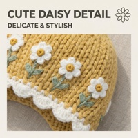 Gorro de Bebé Tejido a Mano de Primera Calidad con Diseño de Margaritas, Gorro Infantil Suave y Ajustable, Diseño Floral Único Hecho a Mano, Calidez en las Puntas de los Dedos