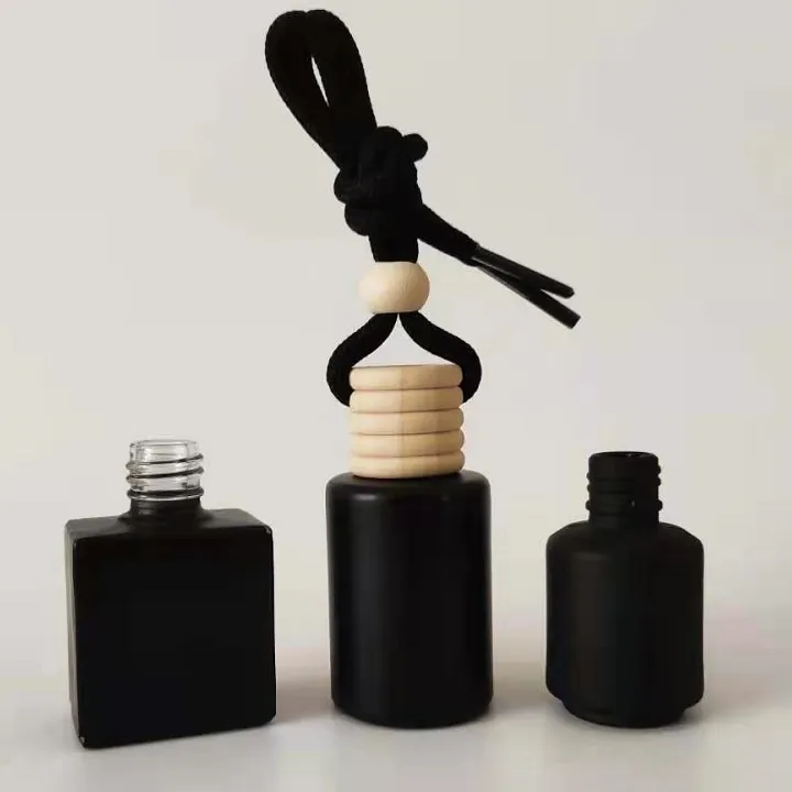 5ml 7ml 8ml 10ml Nero bianco di colore tappo di legno del merletto Appeso Auto bottiglia di Profumo Piazza Tubolare auto Diffusore di Aroma bottiglia