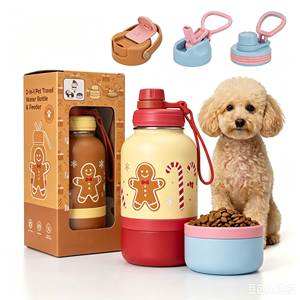 Comedero para Mascotas con 2 Tazones Desmontables <span class=keywords><strong>de</strong></span> Acero Inoxidable, Botella <span class=keywords><strong>de</strong></span> Agua para Perros <span class=keywords><strong>de</strong></span> Viaje <span class=keywords><strong>de</strong></span> 32oz, Muestra Gratis - Product Image 2