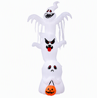Kombo Labu dan Hantu Putih Tiup Halloween 2,4M dengan Lampu LED untuk Dekorasi Halaman yang Menyala