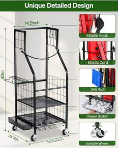 ชั้นวางถุงกอล์ฟ ชั้นวางถุงเดี่ยวและอุปกรณ์เสริม มีล้อ เหมาะสำหรับไม้กอล์ฟ ห้องเก็บของ และห้องใต้ดิน - Product Image 6