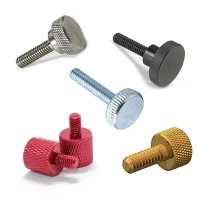 4 1/4-20 x 1/2 Knurled Thumb Screw Red Thumb Screws with Large Rosette Fluted Rosette SS Thumb Screws Red Thumbscrews Knurled Knob Screw 1/4-20 Thumbscrew 