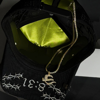 Gorro de Béisbol de Alta Calidad Original de 5 Paneles, Estructurado, de Algodón, con Forro de Seda, Parche de Metal Cruzado, Cadena Dorada, Estilo Urbano