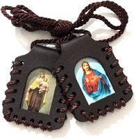Collier scapulaire en cuir marron personnalisé en gros, Sacré-Cœur de Jésus, Vierge Marie, Escapulario, cadeau religieux de prière