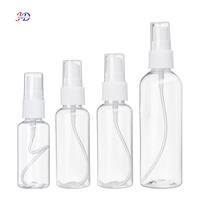 Bouteille pulvérisateur en plastique transparente cylindrique avec logo personnalisé OEM ODM, pompe à filetage côtelé, vaporisateur cosmétique portable