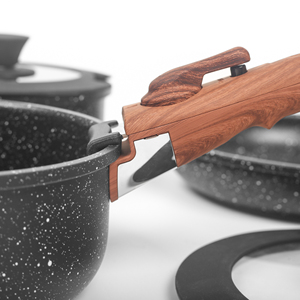 Speckled Granite <strong>Non</strong> <strong>Stick</strong> Cookware <strong>Set</strong> Detachable Handle Aluminum Induction Stackable <strong>Pots</strong> <strong>and</strong> <strong>Pans</strong> With Glass Lid - Product Image 3