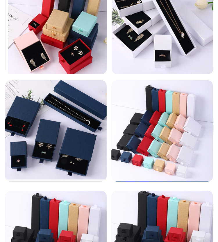 Luxury Wholesale Wedding Sliding Black Paper Cardboard Gift Packaging Printed Custom Logo Bracelet Drawer Jewelry Box