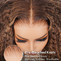 Glueless Adjusta ble Draw string Piano Honig braun Highlight Curly Pre Everything Perücke C/Mittelteil Lace Front Perücken Echthaar