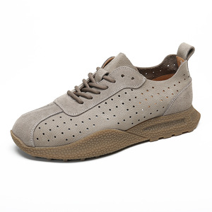 Baskets Chunky en Cuir Véritable pour Hommes, Bout Rond, à Lacets, Respirantes, à Plateforme, Toutes Saisons, Usage Quotidien - Product Image 5