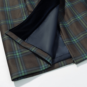 <span class=keywords><strong>Cappotto</strong></span> Casual da Donna con Colletto a Tacca, Motivo a Quadri <span class=keywords><strong>Verde</strong></span>, Manica Corta, Moda - Product Image 4