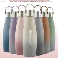 Bouteille d'eau pétillante 600 ml en forme de cola, intérieur en acier inoxydable 304, sans plastique, pour porte-gobelet de voiture et porte-bidon de vélo