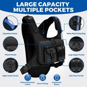 Sac à dos d'hydratation tactique léger en nylon et polyester pour la course à pied, avec poche poitrine et poche à eau de 2L, imperméable - Product Image 2