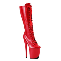 Bottes de pole dance personnalisées rouges pour l'hiver et l'automne, à lacets, avec fermeture éclair, plateforme haute, chaussures de danse exotique