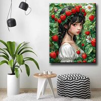 Ever Moment Kit d'art mural moderne diamanté à succès avec design personnalisé Fille Fraise Décoration murale style coréen ASF2992