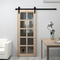 Porte coulissante en verre de style grange, en bois massif blanc, minimaliste moderne, personnalisable, pour usage domestique, résistante à l'usure, respectueuse de l'environnement