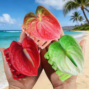 Accessori per Capelli Personalizzati alla Moda, Fermaglio per Capelli Personalizzato a Forma di Anthurium Hawaiano in Acetato per Donne - Product Image 1