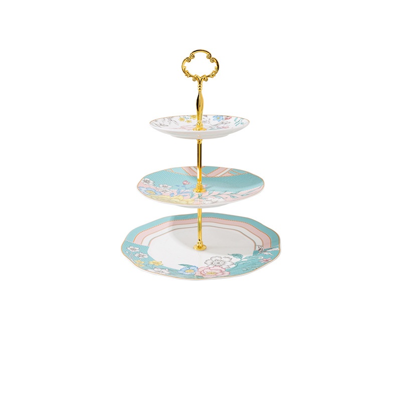 Green Three-story Pastry Plate - Gift Box Set