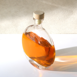 Sang Trọng Biểu Tượng Tùy Chỉnh Phẳng Vòng 120Ml-500Ml Glass Wine & Rượu Chai Rõ Ràng Whiskey Vodka Bao Bì Với Nút Chai Rỗng Khối Lượng - Product Image 1