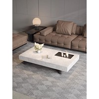 Table basse en pierre frittée durable, résistante à la chaleur et aux rayures, style moderne minimaliste, plateau en ardoise, table à thé avec plateau écologique