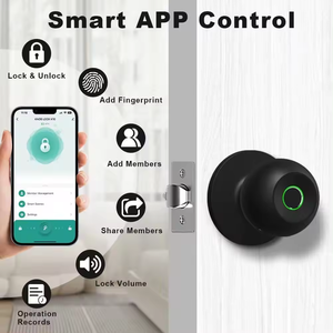 Slimme ronde knopslot sleutelloze toegang digitale vingerafdruk Tuya APP afstandsbediening voor compatibele houten deursloten - Product Image 2