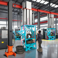 Machine d'emballage automatique à triple pneu pour pneus de camion Presse hydraulique peu encombrante avec composants de noyau de roulement de moteur de pompe en acier