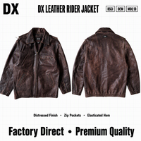 Blouson en cuir vintage marron foncé 420 g/m² avec finition vieillie, poches zippées, ourlet élastiqué, vêtement d'extérieur streetwear OEM ODM