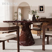 Tostone - Design moderne de luxe - Quartzite rouge bordeaux naturel - Marbre rond - Pour la décoration de la salle à manger - Table de salle à manger - Meubles