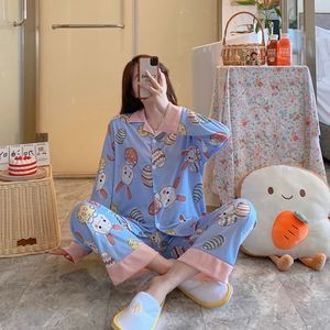 ชุดนอนสตรีแบบเปิดลงสำหรับฤดูใบไม้ร่วงฤดูหนาวชุดเสื้อเชิ้ตติดกระดุมพิมพ์ลาย - Product Image 1