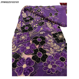 Phi Thời Trang Thêu Sequins Đính Cườm Nhung Trên Pháp Net Crochet Nigeria Đính Cườm Ren Vải - Product Image 3