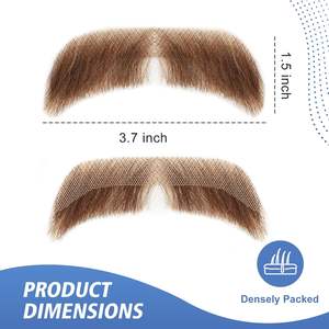 Ensemble de fausse <span class=keywords><strong>barbe</strong></span> et de fausse moustache réaliste, 100% cheveux humains, noués à la main, dentelle invisible, réutilisable, <span class=keywords><strong>barbe</strong></span> à perruque avec moustache, Halloween, cosplay - Product Image 2