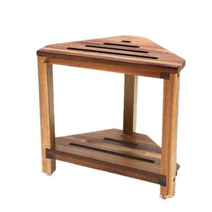 Étagère d'angle en bois Huana Wood Products, double niveau, pour salle de bain, avec fentes de drainage, en bois massif - Product Image 2
