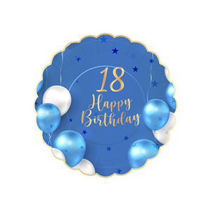 Juego de Vajilla Desechable DAMAI para Fiesta de Cumpleaños, Diseño de Globos Azules con Estampado en Caliente, Platos, Vasos y Servilletas de Papel - Product Image 5