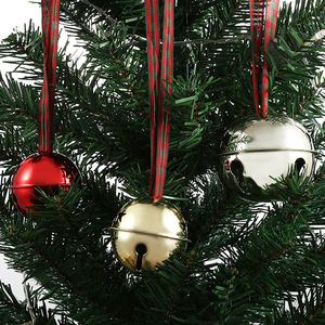 Natal Grande Tamanho 50mm Decorativo Xmas Metal Pendurado Jingle Bells com Pinha e Fita - Product Image 1