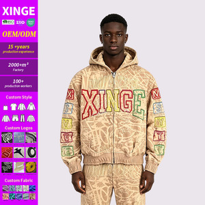 Hoodies surdimensionnés en molleton épais, style streetwear, délavé à l'acide, coupe carrée, effet usé, design court zippé, vente en gros - Product Image 1